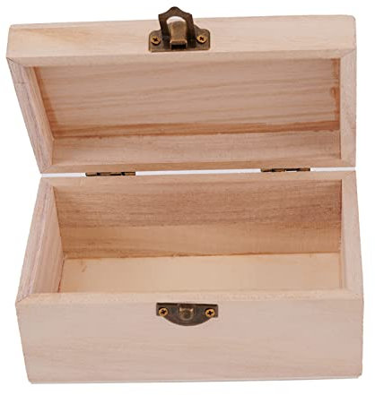 HpLive Holzbox mit Deckel,Quadratisch, zur Aufbewahrung mit Metallverschluss, Holztruhen, Schatzkiste, Schmuckkästchen, 17,5 x 12,5 x 8 cm