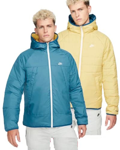 NIKE Piumino Bubble Imbottito Abbigliamento Sportivo Therma-FIT Legacy Reversibile Uomo Taglia L, Blu, L