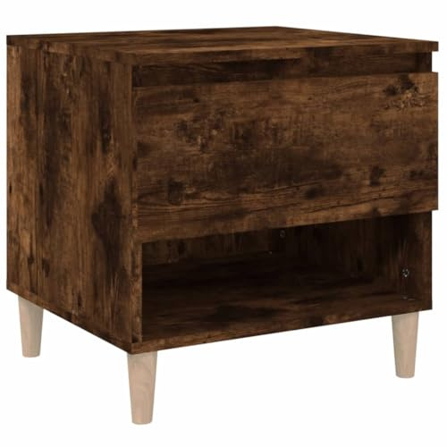 vidaXL Nachttisch mit Stauraum Nachtschrank Nachtkonsole Nachtkommode Schlafzimmer Schrank Kommode Räuchereiche 50x46x50cm Holzwerkstoff
