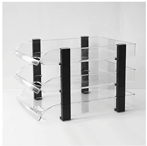 IXART Schreibtisch Organizer Transparenter Dateihalter DREI-Layer-Kunststoff-horizontaler Rahmenstudent-Desktop-Datei Organizer Lagerregner Lagerkorb Ordnerregale/Stehsammler (Color : B, Size : 2)