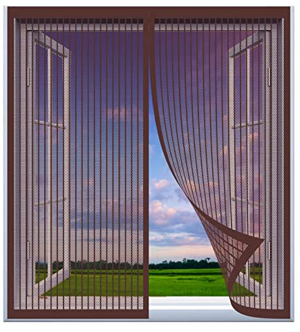 Fliegengitter Gewebe Fenster 80 x 180 cm Insektenschutzgitter Kein Bohren Kinderleichte Montage Magnetvorhang Für Balkontür Terrassentür, Braun