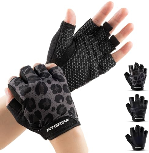 Fitgriff® Trainingshandschuhe für Damen und Herren - Fitness Handschuhe für Krafttraining, Kraftsport, Training, Gym, Workout, Lifting Gloves (Leopard, 6)
