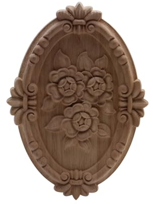 Holzhandwerk Ornamente Holzapplikation Aufkleber Dekor Antik Lange Große Florale Holzfiguren Onlay Möbel Schrankwände 13 * 9Cm