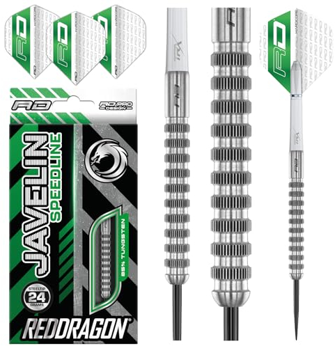 RED DRAGON Darts – Javelin Speedline Series 24g - 85% Wolfram - Profi Dartpfeile Metallspitze Satz mit Flüge & Schäften