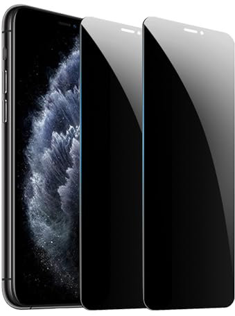 [2 Pack] Privacy Screen Protector for iPhone 11 pro/iPhone x,Anti-Spy Tempered Glass Film, Fingerprint Recognition, 9H Hardness, Anti Scratch, Anti Fingerprint