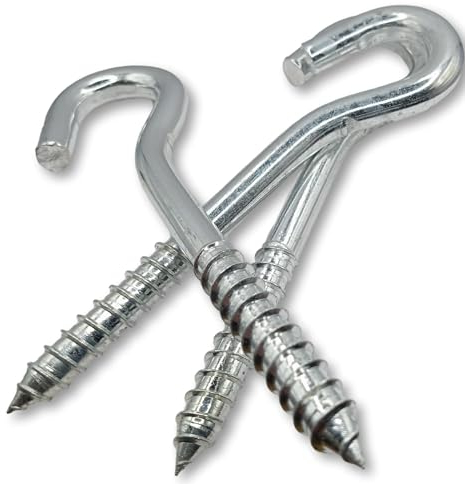 LLB Schraubhaken, 3 Stück, 15,2 cm, robust, zum Einschrauben, große Schraubhaken, einfarbig, Decken-Öse, die größte Größe: 12 mm x 150 mm