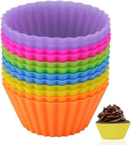 Moule à muffins en silicone, moules à cupcakes, moules de cuisson en silicone réutilisables, moules à muffins, paquet de 12