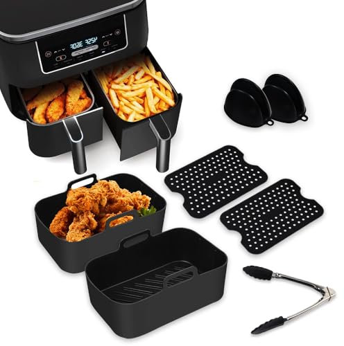 Accessoires en silicone pour friteuse Ninja Dual Air Fryer - Accessoire pour Ninja Foodi AF300EU AF400EU - Moule en silicone - Accessoires pour friteuse Ninjas Dual Air Fryer - Four à micro-ondes -