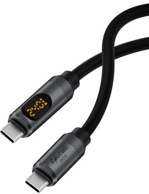 Hagibis USB C Kabel, LED Display Silikon 240W Schnellladekabel mit 480Mbps Datenübertragung, Typ C Schnellladegerät für iPhone 15/15 Pro Max, iPad, MacBook Pro Air (Silber, 6.6FT)