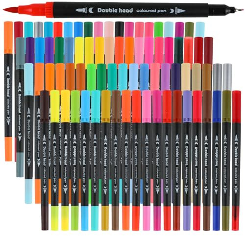AEDAGA 80 Dual Tip Colouring Pens, Felt Tip Pens for Adult Colouring Books, Brush Markers Art Supplies for Calligraphy Drawing Sketching Journaling Painting