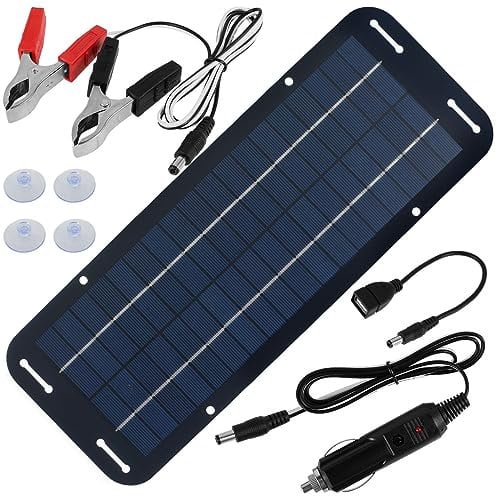 JETHMA 30W 12V Solar Panel Car Battery Charger, IP65 Waterproof Solar Powered Car Battery Charger for Emergency Use,Portable Solar Panel Trickle Charging Kit, Ideal for Car, Motorcycle, Boat,RV