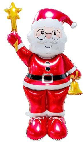 DazzJoy Weihnachtsmann Luftballons Geburtstag Stehend, XXL Luftballon Weihnachtsmann Deko Stehender, Weihnachtsdeko Helium Ballons Kinder, Weihnachtsballons Stehend für Weihnachten Outdoor Dekoration