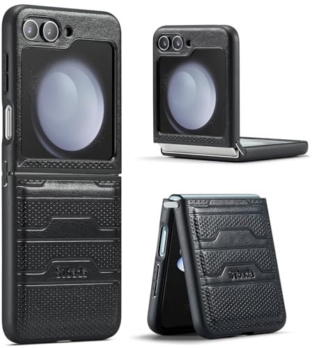 Sibada Étui de protection à rabat en cuir pour Samsung Galaxy Z Flip6 avec charnière de connexion, étui de protection résistant aux chocs pour Samsung Z Flip 6 (2024) - Noir