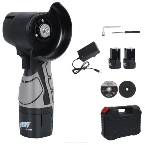 Mini Angle Grinder Cordless, Portable Handheld Brushless Grinders w/Battery & Charger, Electric Disc Cutter, 75mm Cutting Grinding Machine for Small DIY Jobs Black