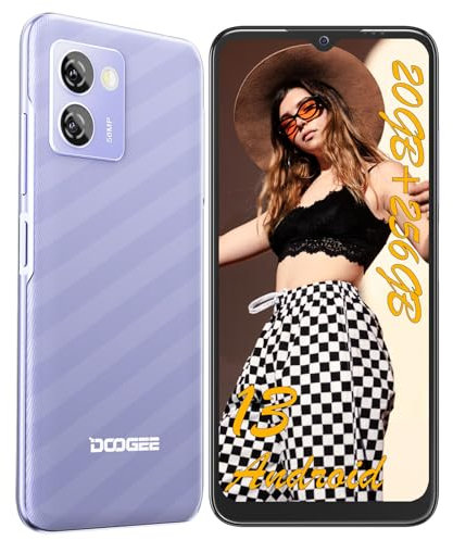 DOOGEE N50 Pro Teléfono móvil, 20 GB RAM + 256 GB ROM, Smartphone Android 13 50MP + 8MP, Móviles con 6,52 Pulgadas HD+ Octa-Core, Dual 4G Nano SIM, 4200 mAh OTG/GPS Face ID, Huella Digital Lateral