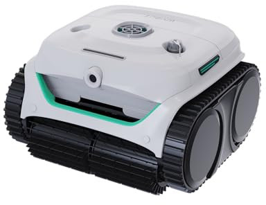 WYBOT C2 Vision AI Kamera Kabelloser poolroboter mit Akku, poolroboter Boden und Wand, Zweischicht-Filterung, leistungsstarke Absaugung, für Eingelassene Pools bis zu 180㎡(Weiß Grün)