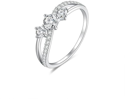 KnSam Antragsring Weißgold 14K 585, Moissanit Hochzeitsband Au585 Gold, Kreuz Ewigkeitsring Memoirering Partnerringe Echt Gold, Gr.54 (17.2)