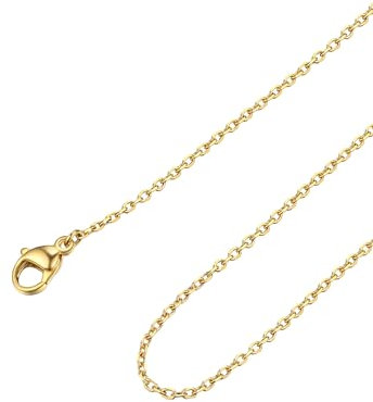 FOCALOOK Chaîne Maille Forçat Femme Plaqué Or en Acier Inoxydable, Chaîne Doré Collier Longue Fine de 60cm/1,4mm Thin Chain Bijou Cadeau Avec Boîte