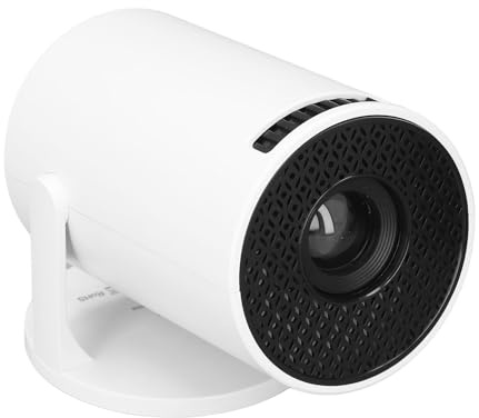 Projektor, 4K 1080P HD Kleiner Projektor, 2,4 G Tragbarer Outdoor-Heimkino-Filmprojektor für Android-Telefon, TV-Stick, Laptop, Tablet, HDMI USB, 180 Verstellbar, Weiß