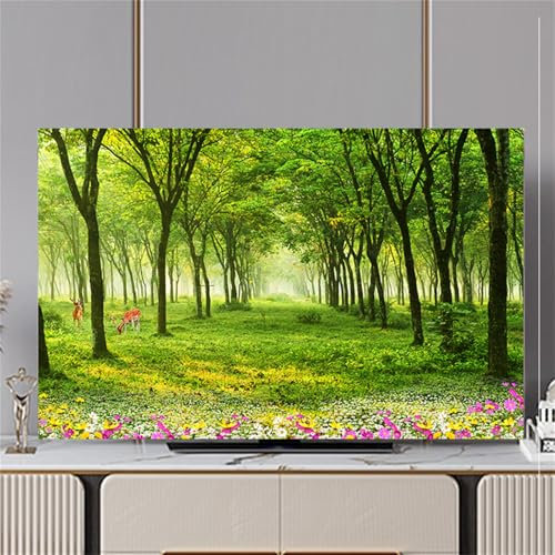 Hixingo TV Abdeckung Staubschutzhülle, 3D Wald Muster TV Staubschutzhülle 32-80inch TV Abdeckung Schutzhülle Fernseher Fernsehabdeckung Universal TV Schutzhülle (49-52inch,Dschungel)