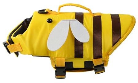 FANSU Hundeschwimmweste, Hunde Schwimmweste mit Rettungsgriff-Rettungsweste für Hunde -Verstellbare Größe zum Schwimmen, Surfen, Bootfahren (XXS,Gelbe Biene)