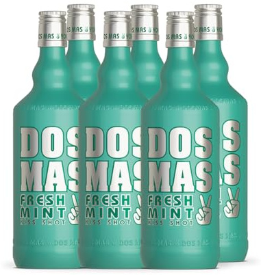 DOS MAS Kiss Shot Pfefferminzlikör 15% Vol. - 6x0,7l | Eisgekühlt servierter Pfefferminz Schnaps mit frischer Minznote, ideal als Party-Shot und für After-Dinner-Drinks