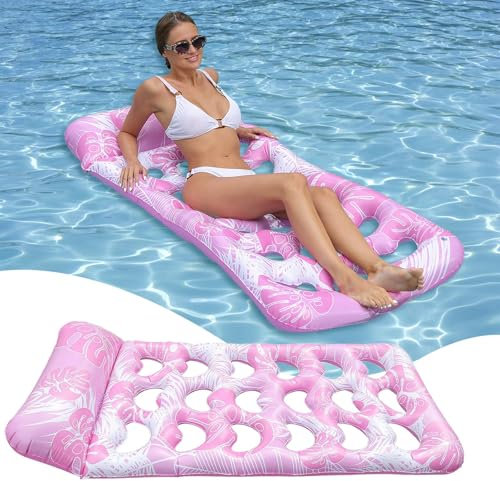 Aufblasbare Wasser Pool Luftmatratze,Pool Flöße,Wasserhängematte für Erwachsene zum Ausruhen, Sonnenbaden, Liegestühle, schwimmende Betten, Schwimmbäder 170 * 80cm - Rosa