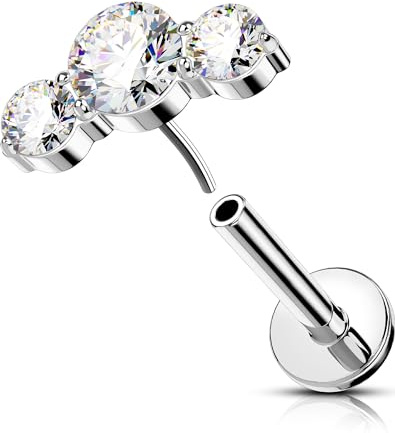 OUFER 16G Gold Conch Piercing Threadless Earring Edelstahl 316L Helix Tragus Ohrringe Transparente CZ Knorpel Ohrpiercing Lip Stud für Damen 6/8 mm