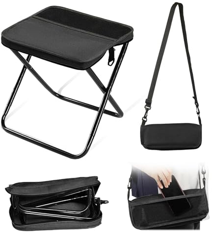 nnOuOnn Tragbarer Faltbarer Rucksackhocker für Camping, kleine Klapphocker für Erwachsene, leichte Mini-Taschen-Klapp-Teleskopstühle für Angeln, Reisen, Wandern, Garten