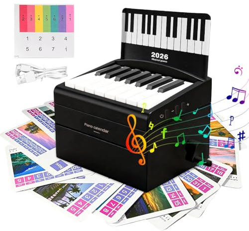 Sänger Taylor Kalender 2026, Spielbarer Klavierkalender mit 26 Musikkalenderkarten,52 Liedern, 2026 Tischkalender Mini Klavier 3D Kalender Weihnachten Geburtstagsgeschenk für Swift Fans (Schwarz)