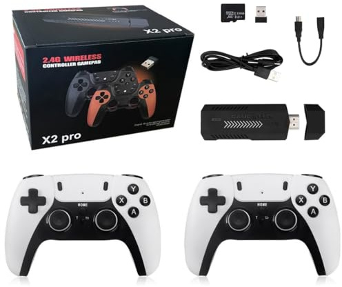 Joytopiaminds New X2 PRO Retro Game Console Stick, 4K Ultra HD HDMI Output Plug & Play TV Game Arcade with Dual Wireless Controllers for TV Projector Monitor (64G/35000+Games)