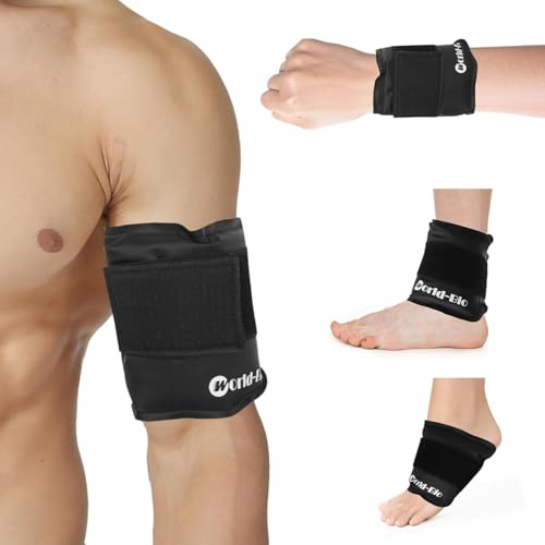 Gel-Eispack mit Klettverschluss, wiederverwendbarer Kälte-Wärme-Kompress für Arm, Handgelenk, Ellenbogen, Fuß & Knöchel,schwarz