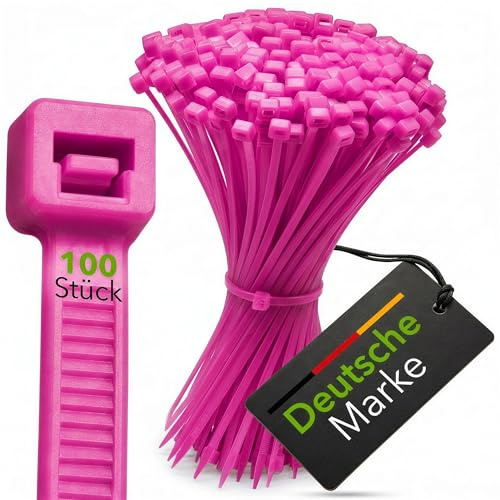 BeBo Kabelbinder Pink 4,8 x 200mm 100 Stück farbig | Pink, das sich sehen lässt. Bündeldurchmesser bis 50 mm. Für Kabelordnung, Deko, Werkstatt und Kennzeichnung