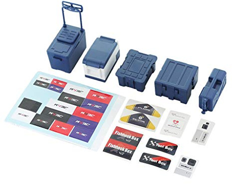 predolo 4 Stück RC Rock Crawler Kühlschrank Tank Werkzeugkasten Koffer aus mit Realistischer Simulation für Modellauto Truck Heimwerken Sammeln, Blau
