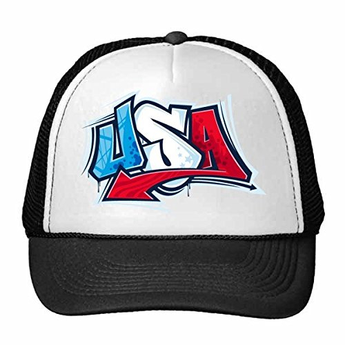 DIYthinker Usa Amerika Worte Graffiti-Art-Muster Trucker-Mütze Baseballkappe Nylon-Mesh-Kühler Hut justierbare Kappe Kinder Multicolor