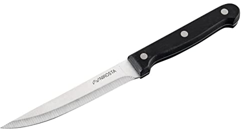 NIROSTA Cuchillo cocina multiusos de acero inoxidable y mango de termoplástico cristalino de alta rigidez (POM), MEGA, 21x1,5cm, cuchillo para cocina (color: negro e inoxidable), 1 ud.