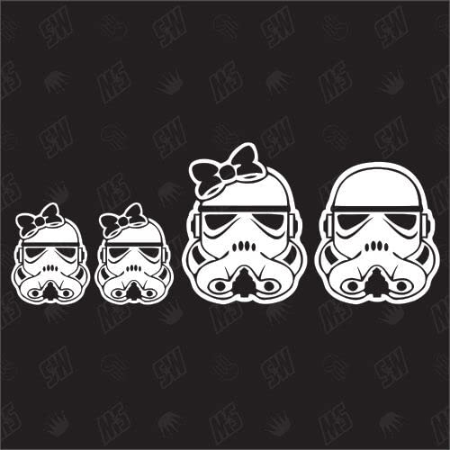 speedwerk-motorwear Star Wars Family with 2 Little Girls - Sticker, Aufkleber, Autoaufkleber, Familienaufkleber, Familie, Auto
