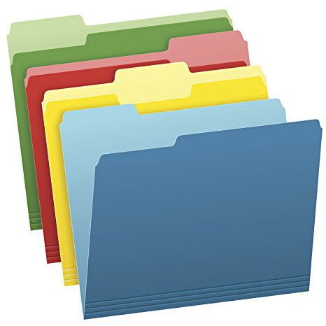 Pendaflex Zweifarbige Aktenordner, Briefgröße (hellgrün, gelb, rot, blau), 1/3-geschnittene Register, sortiert, 36 Stück (03086), 4-farbig