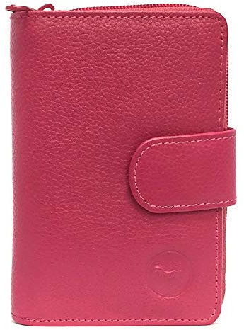 LOLUNA® Porte-Monnaie Cuir Fermeture hermétique - Portefeuille - Compagnon - spacieux et Fonctionnel pour Ranger 9 Cartes - Billet - Monnaie - identité - permis - Idée Cadeau pour Femme - Fuchsia