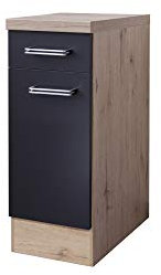 Smart Möbel Küchenunterschrank grau - 30 cm Breite - Inkl. Arbeitsplatte - Anthrazit - Lino