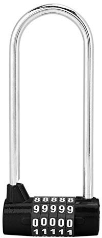 Sonew Cadenas à combinaison à 5 chiffres en alliage sécurité en forme de U Verrouillage du code Serrure de verrouillage du casier très long avec serrure à code(noir)