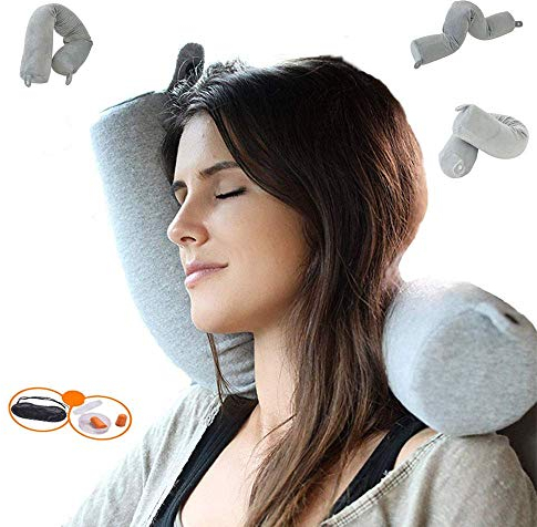 Yyang Reise-Nackenkissen Nackenhörnchen - Reisekissen Memory Schaum fürs Flugzeug, Auto Nackenstützkissen Zum Reisen mit Free Schlafmaske Ohrstöpsel