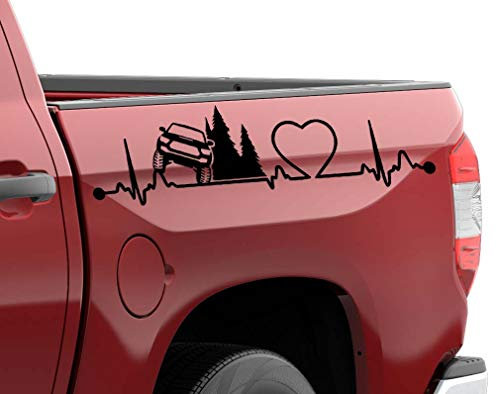 Kit x2 Pegatinas Vinilo Adhesivo 4x4 Offroad Todoterreno, Latido Corazon, Coche, Pared, Cristal, SUV (Negro, 20cm x 5cm)