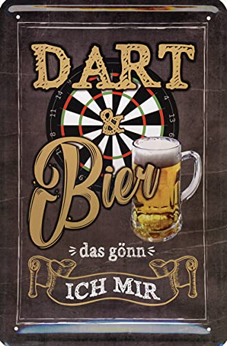 Geschenkeparadies 24 Blechschild Deko Schild Wandschild Dart und Bier das gönn ich Mir