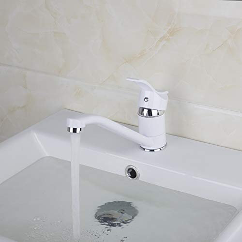 YHSGY Einhand-Weiß-Malerei-Mischer-Heiße Und Kalte Mischbatterie Aus Massivem Messing Waschbecken Wasserhahn Chrom Bad Wasserhahn