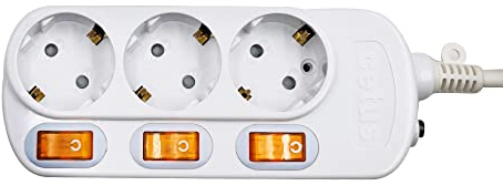 3-Loch-Steckdose*1 mit Klinkenschutz Mehrfachsteckdose 3 Fach Schaltbare steckdosenleiste Verlängerungssteckdose Kindersicherung 1.5M Kable Für Wohnzimmer NEUVIELE