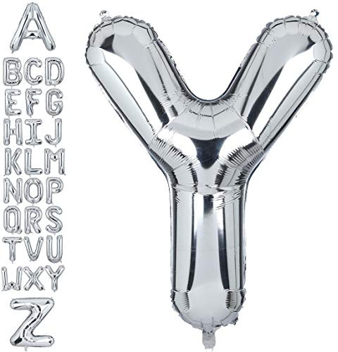 101,6 cm großer silberner Buchstabe Y-Folie, Helium-Luftballon, großer einzelner Mylar-Ballon, Geburtstags-Party-Dekoration, Baby-Party (Silber Y)
