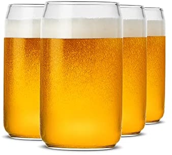 LUXU Beer Glass, 20 oz Can Shaped Beer Glasses Set of 4 -Craft Drinking Glasses,Large Beer Glasses for Any Drink and Any Occasion (Set of 4)