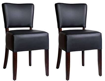 pemora 2-er Set Polsterstuhl Restaurant Stuhl Küchenstuhl Esszimmerstuhl Hera Kunstleder schwarz