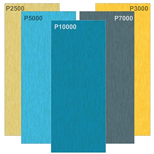 30pcs Schleifpapier Körnung 2500, 3000, 5000, 7000 and 10000 Schleifblätter Sandpapier für Auto Holzmöbel Stein Lack Metall Glas, 9,3x23cm pro Blatt
